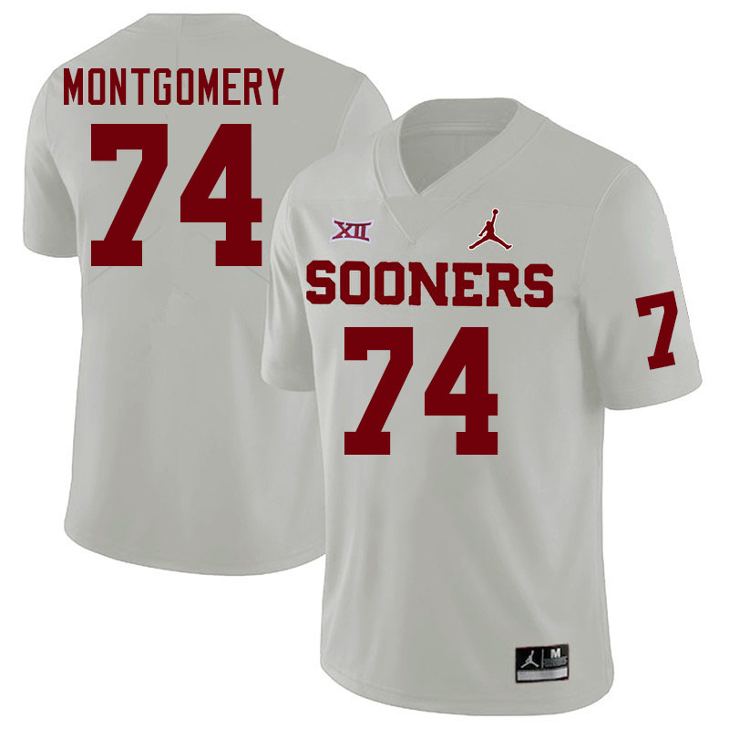 Men #74 Cullen Montgomery Oklahoma Sooners College Football Jerseys Stitched-White